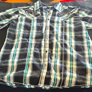 Roar Black and Blue Casual Button Down Shirt